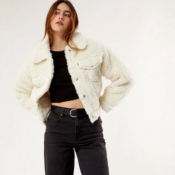 Levi's Baby Bubble Sherpa Trucker Jacket in Coconut Milk Size L NWT - Picture 3 of 14